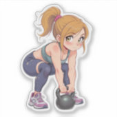 Kettlebell-Mädchen Aufkleber (Vorderseite)