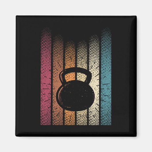 Kettlebell Retro Workout PowerHeader Bodybuilder Magnet (Vorne)