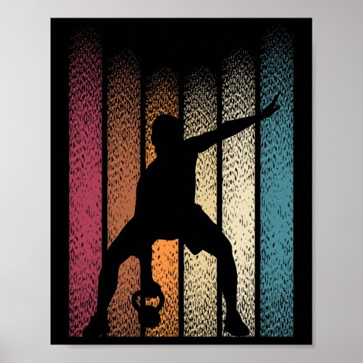 Kettlebell Retro Workout PowerHeader Bodybuilder Poster (Vorne)