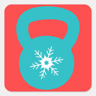 Kettlebell Training mit einer Schneeflocke Quadratischer Aufkleber