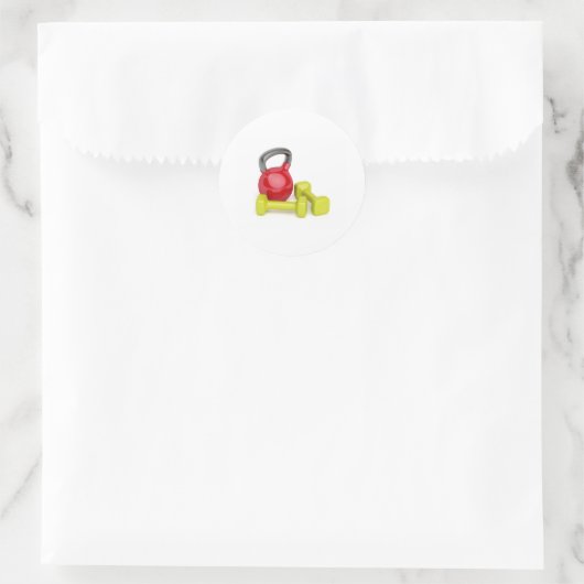 Kettlebell und Hanteln Runder Aufkleber (Tasche)