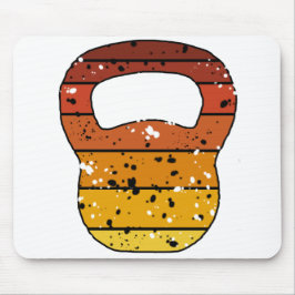 Kettlebell Vintag Retro Distressed Orange Mousepad