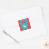 Kettlebell Workout mit Schneeflocke Quadratischer Aufkleber (Umschlag)