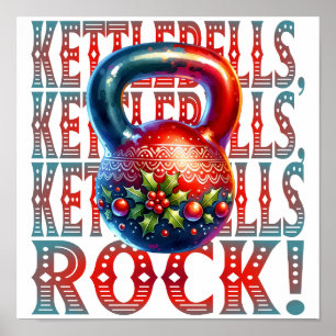 Kettlebells Rock Christmas Fitness Holidaday Spaß Poster