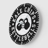 Kettlebells und Kale Chips - Funny Novelout Workou Große Wanduhr (Winkel)