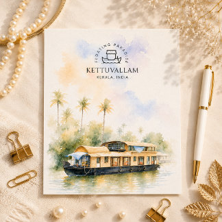 Kettuvallam - Kerala Indien | Abstrakte Aquarellma Feiertagspostkarte