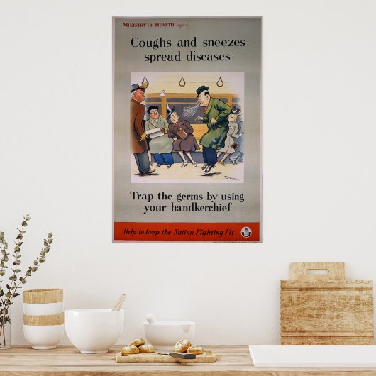 Keuchen und Niesen verbreiten Krankheiten - Straße Poster (Küche)