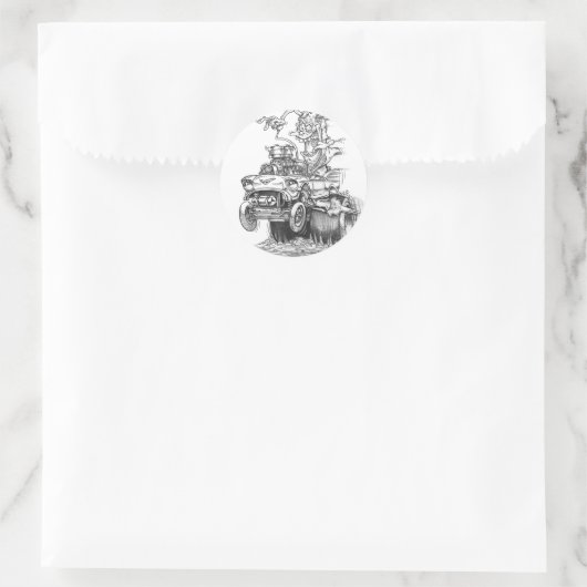 keuchend runder aufkleber (Tasche)