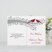 keuchige rote Liebhaber gefaltet Hochzeitsprogramm (Stehend Vorderseite)