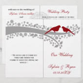 keuchige rote Liebhaber gefaltet Hochzeitsprogramm (Vorne/Hinten)