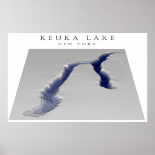 Keuka Lake 3D Karte Poster