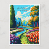 Keukenhof Gardens Vintage Reise Illustration Postkarte (Vorderseite)