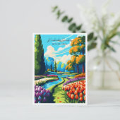 Keukenhof Gardens Vintage Reise Illustration Postkarte (Stehend Vorderseite)