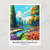 Keukenhof Netherlands Vintage Travel Illustration Postkarte (Vorderseite)