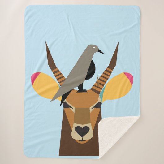 Keule auf Hirschkopf Sherpadecke (Vorderseite)