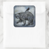 Keule und Bär Quadratischer Aufkleber (Tasche)