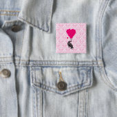 Keule und Herz auf rosa Damast Button (Beispiel)