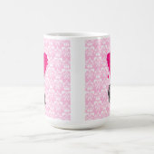 Keule und Herz auf rosa Damast Kaffeetasse (Mittel)