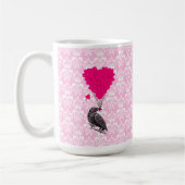 Keule und Herz auf rosa Damast Kaffeetasse (Links)