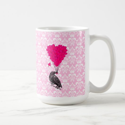 Keule und Herz auf rosa Damast Kaffeetasse (Rechts)