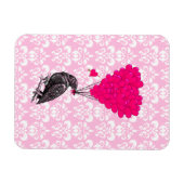 Keule und Herz auf rosa Damast Magnet (Horizontal)