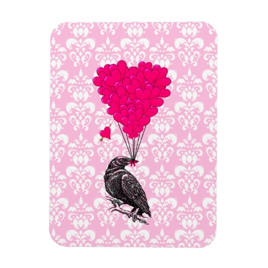 Keule und Herz auf rosa Damast Magnet (Vertikal)