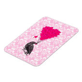 Keule und Herz auf rosa Damast Magnet (Linke Seite)