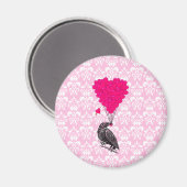 Keule und Herz auf rosa Damast Magnet (Vorderseite/Rückseite)
