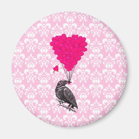 Keule und Herz auf rosa Damast Magnet (Vorne)
