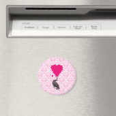Keule und Herz auf rosa Damast Magnet (In Situ (Geschirrspüler))