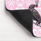 Keule und Herz auf rosa Damast Mousepad (Ecke)