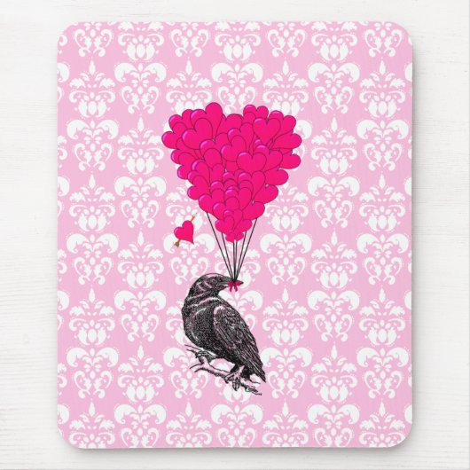 Keule und Herz auf rosa Damast Mousepad (Vorne)