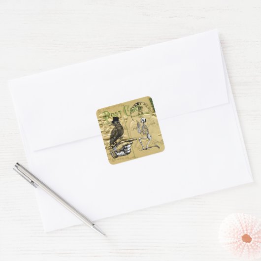 Keule und Skelett Quadratischer Aufkleber (Umschlag)