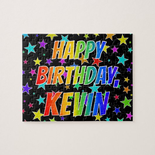 "KEVIN" First Name, Fun "HAPPY BIRTHDAY" Puzzle (Horizontal)