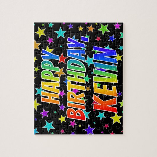 "KEVIN" First Name, Fun "HAPPY BIRTHDAY" Puzzle (Vertikal)