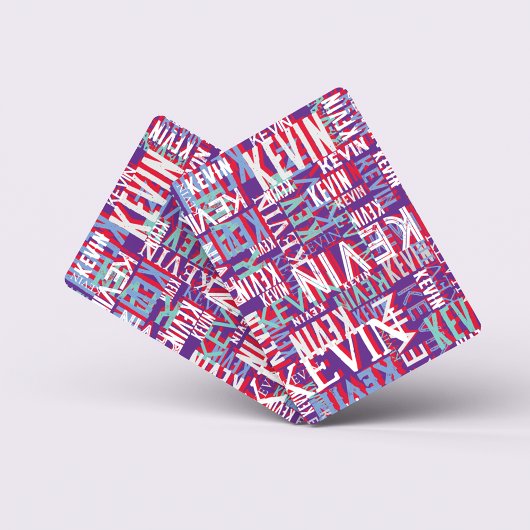 Kevin Individuelle Name wiederholt Moderne Lila Fa Spielkarten