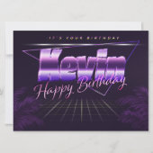 Kevin Name Vorname lila retro Karte Geburtstag (Vorderseite)