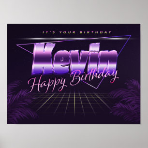Kevin Name Vorname lila retro poster Geburtstag