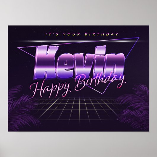 Kevin Name Vorname lila retro poster Geburtstag (Vorne)