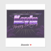 Kevin Name Vorname lila retro Sticker Geburtstag (Blatt)