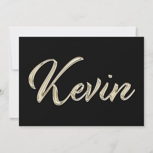 Kevin Name white gold Handwriting Karte (Vorderseite)