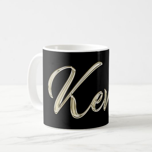 Kevin Name whitegold Tasse Teetasse Kaffeetasse (Vorderseite Links)
