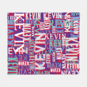 KEVIN-Name wird auf moderne Lila Farbe wiederholt Fleecedecke (Vorderseite (Horizontal))