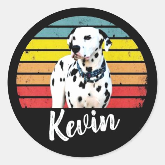 Kevin Retro Sunset Round Classic Round Sticker (Vorderseite)