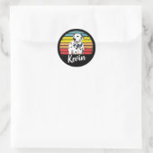 Kevin Retro Sunset Round Runder Aufkleber (Tasche)