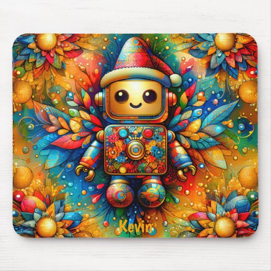 KEVIN ~ Zany ROBOT Weihnachten Mousepad (Vorne)