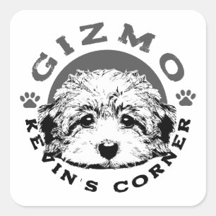 Kevin's Corner Mascot Gizmo Maltipoo Puppy Quadratischer Aufkleber