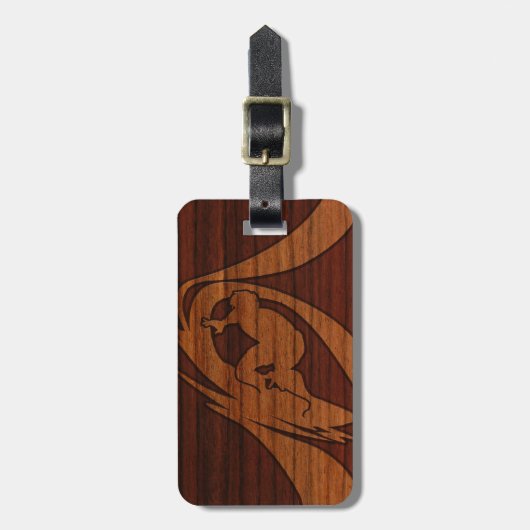 Kewalos hawaiisches Surfer-Imitat-hölzerne Gepäckanhänger (Vorderseite vertikal)