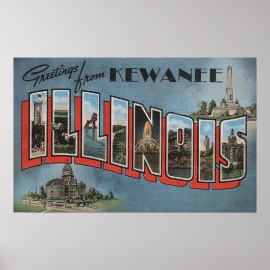 Kewanee, Illinois - Große Buchstabenszenen Poster (Vorne)