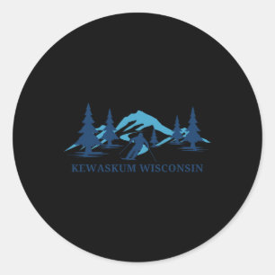 Kewaskum Wisconsin Ski Resort Skifahren Runder Aufkleber